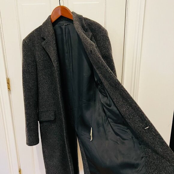 SISLEY Italian Mens MOHAIR Alpaca Wool Overcoat Over Coat Size EU 50 /US 40 - Picture 13 of 16